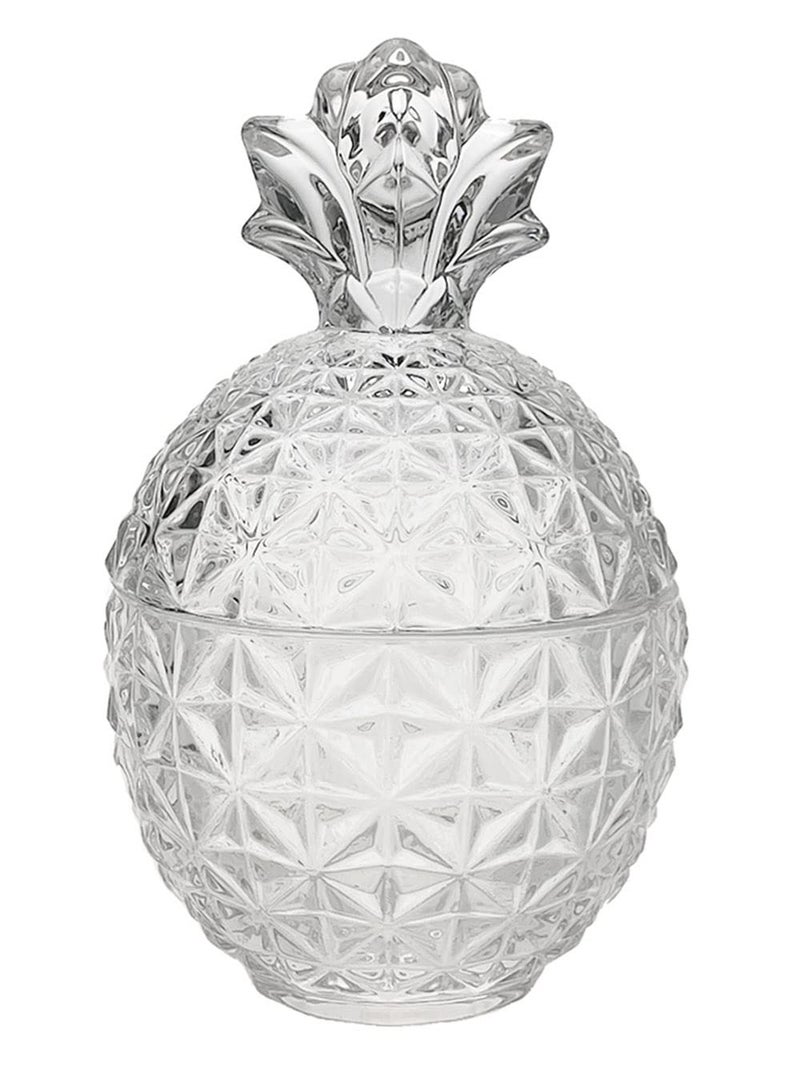 Mathew O Rustic Pineapple Embossed Glass Candy Jar, 5.5x3.5in & 6x4in, Ideal for Candy, Biscuits, Sugar, Home Decoration, Weddings & Events - Image 1